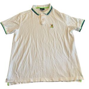 Psycho Bunny Men's White Polo Short Sleeve Shirt 2XL Tall Lime Green Blue White